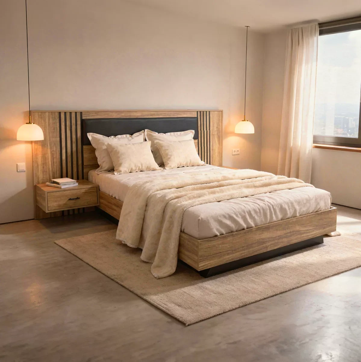 Φωτογραφία προϊόντος: B2BMarkt ΚΡΕΒΑΤΙ ΜΕ ΚΟΜΟΔΙΝΑ HARRY HM750.01 ΜΕΛΑΜΙΝΗ ΣΕ ΦΥΣΙΚΟ ΞΥΛΟΥ/ΜΑΥΡΟ--ΓΙΑ 160x200εκ