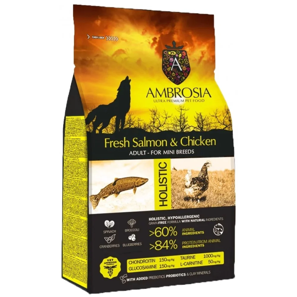 Φωτογραφία προϊόντος: AMBROSIA GRAIN-FREE DOG ADULT MINI CHICKEN AND SALMON 2KG