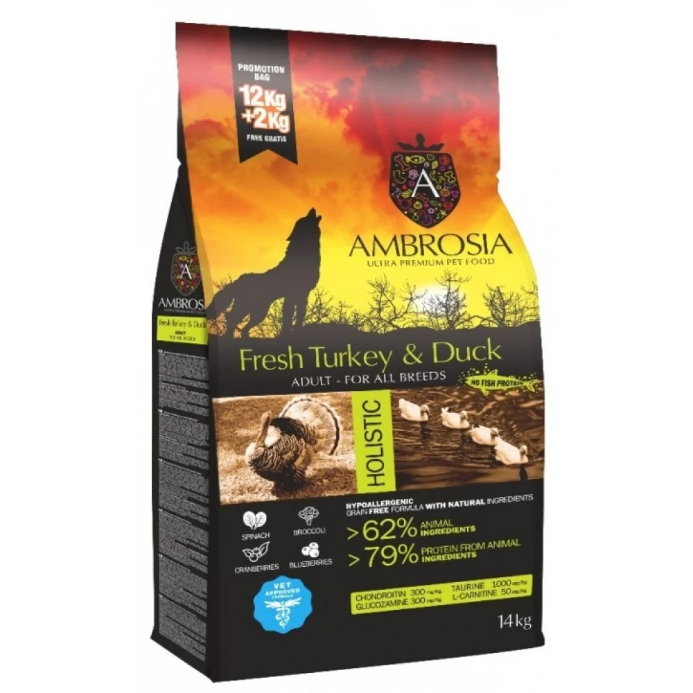Φωτογραφία προϊόντος: AMBROSIA GRAIN FREE ADULT TURKEY + DUCK 12KG