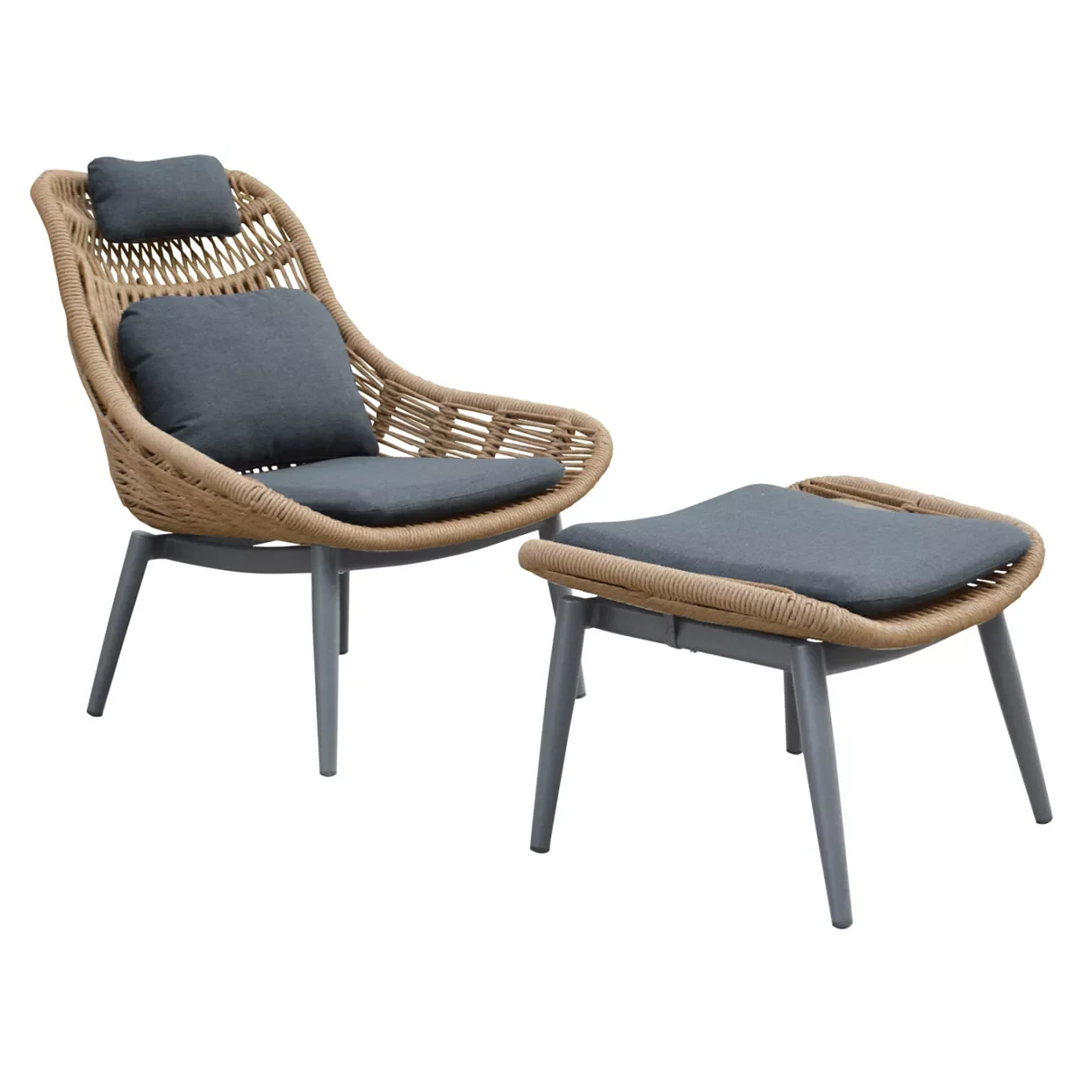 Φωτογραφία προϊόντος: B2BMarkt ΠΟΛΥΘΡΟΝΑ LOUNGE ΜΕ ΥΠΟΠΟΔΙΟ REMVAZZO HM6561.01 ΑΛΟΥΜΙΝΙΟ ΓΚΡΙ--WICKER 89x94x98Υεκ