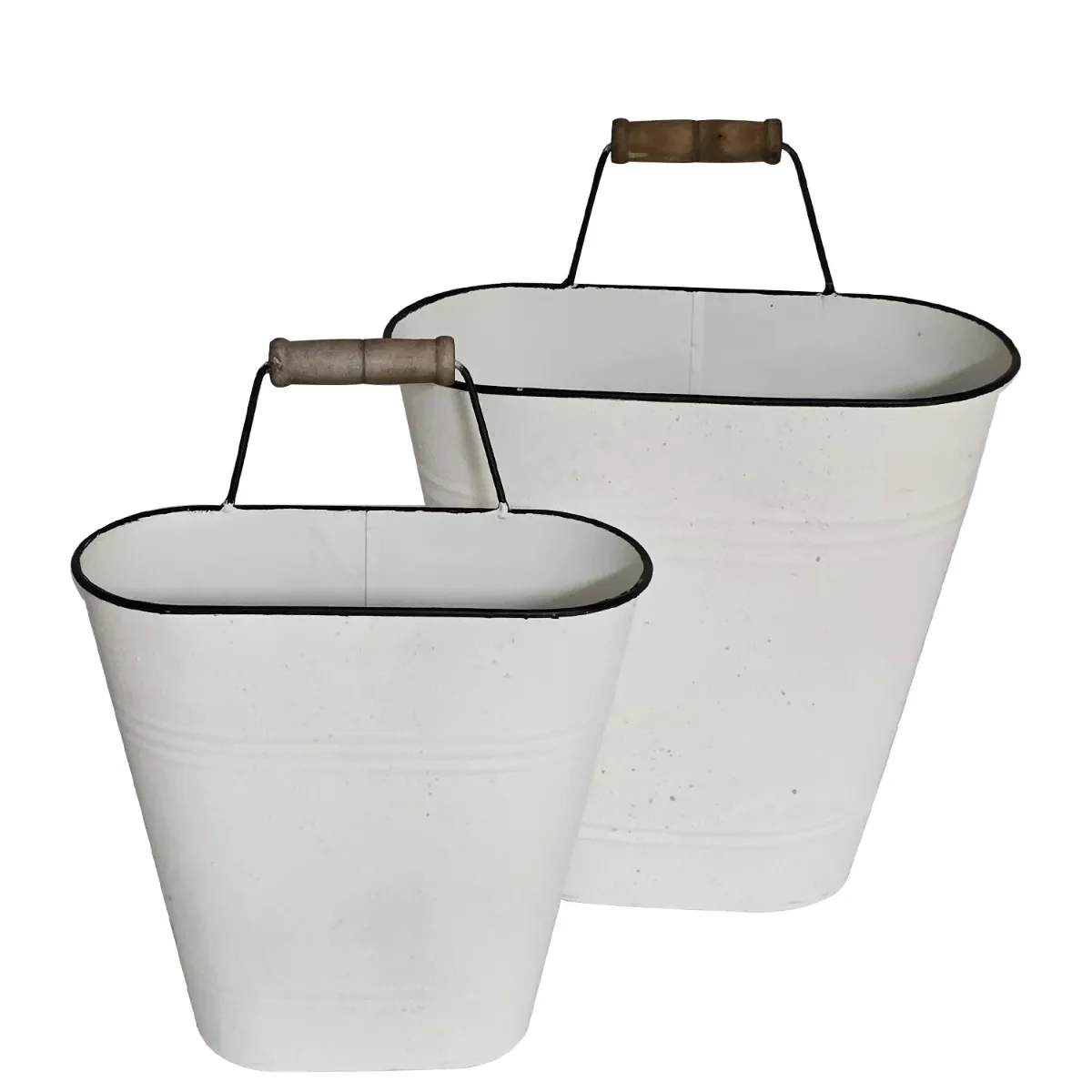 Φωτογραφία προϊόντος: Artekko Planter Μεταλλικά Διακοσμητικά Κουβαδάκια Κασπό σε Λευκή Πατίνα (30x16x37)cm (25x10x30)cm 2pcs 30x16x37
