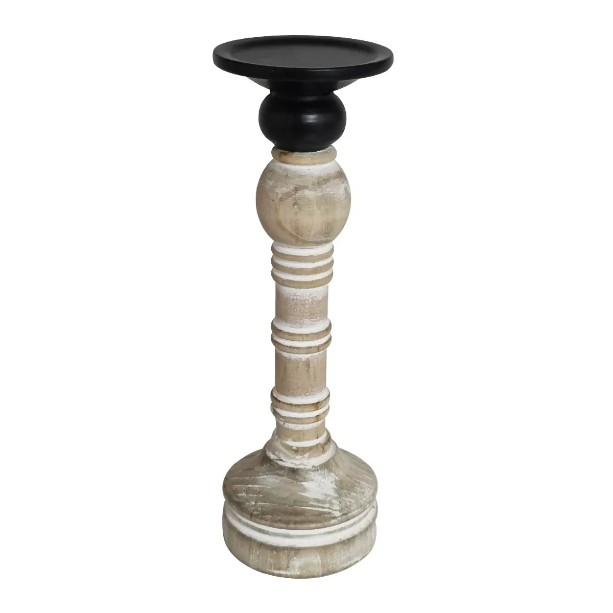 Φωτογραφία προϊόντος: Artekko Candle Holder Ξύλινο Κηροπήγιο σε Λευκή Πατίνα (10x10x41.5)cm 10x10x41.5