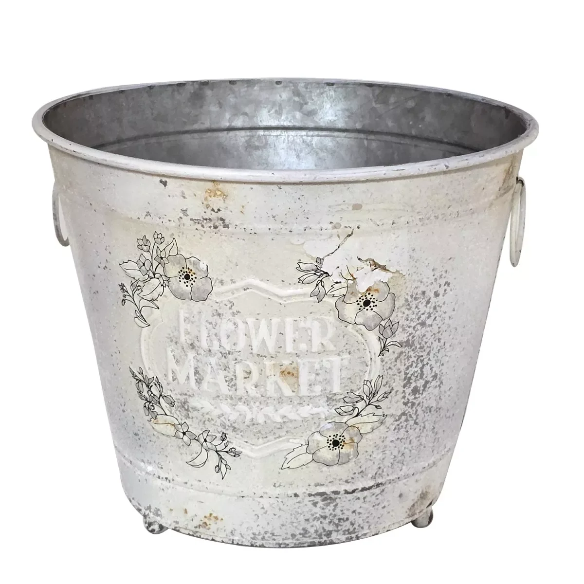 Φωτογραφία προϊόντος: Artekko Planter Μεταλλικό Διακοσμητικό Κουβαδάκι Κασπό σε Λευκή Πατίνα (32x32x25)cm 32x32x25