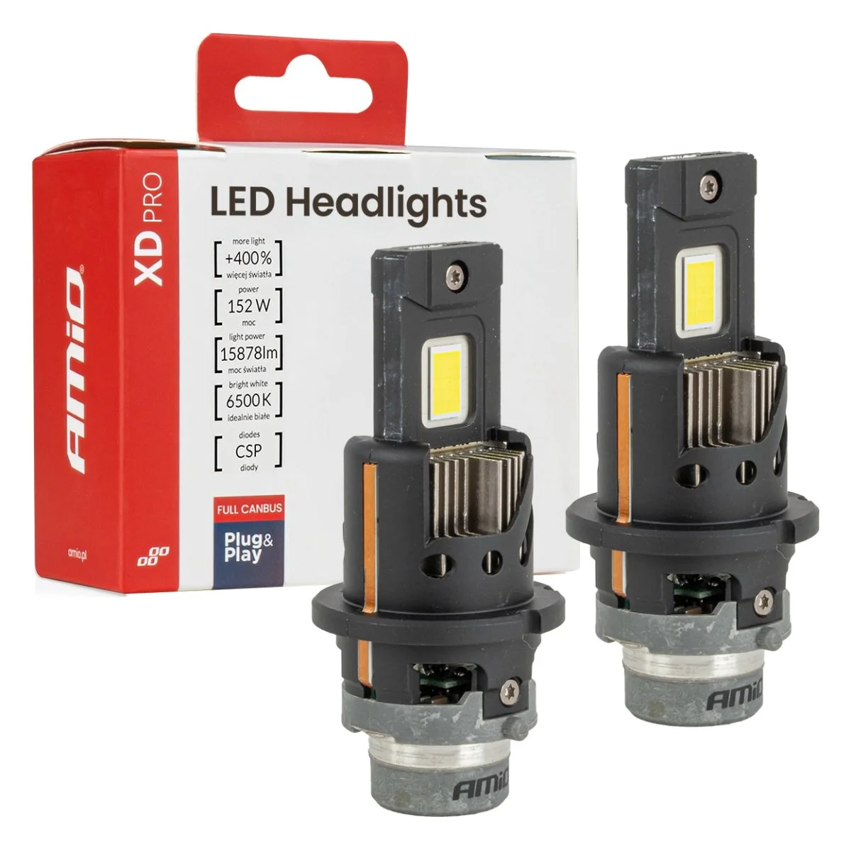 Φωτογραφία προϊόντος: AMIO AMiO - Λάμπες LED XD PRO Series D4S/D4R 12V 152W 15.878lm 6.000K Full Can-Bus Plug&Play με Ψύκτρα - 2 Τεμ. (04682/AM) 04682/AM