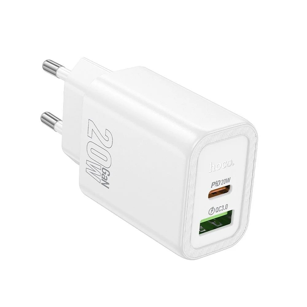 Φωτογραφία προϊόντος: Hoco N61 wall charger 1*USB-A + 1*USB-C PD QC3.0 3A 20W white