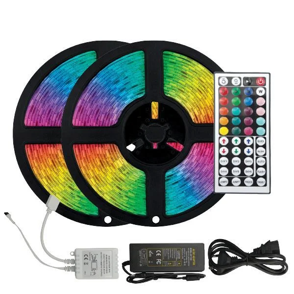 Φωτογραφία προϊόντος: Ταινία LED RGB 2x5m με Τροφοδοτικό και Τηλεχειριστήριο SMD5050 12V Eurolamp (145-70042)