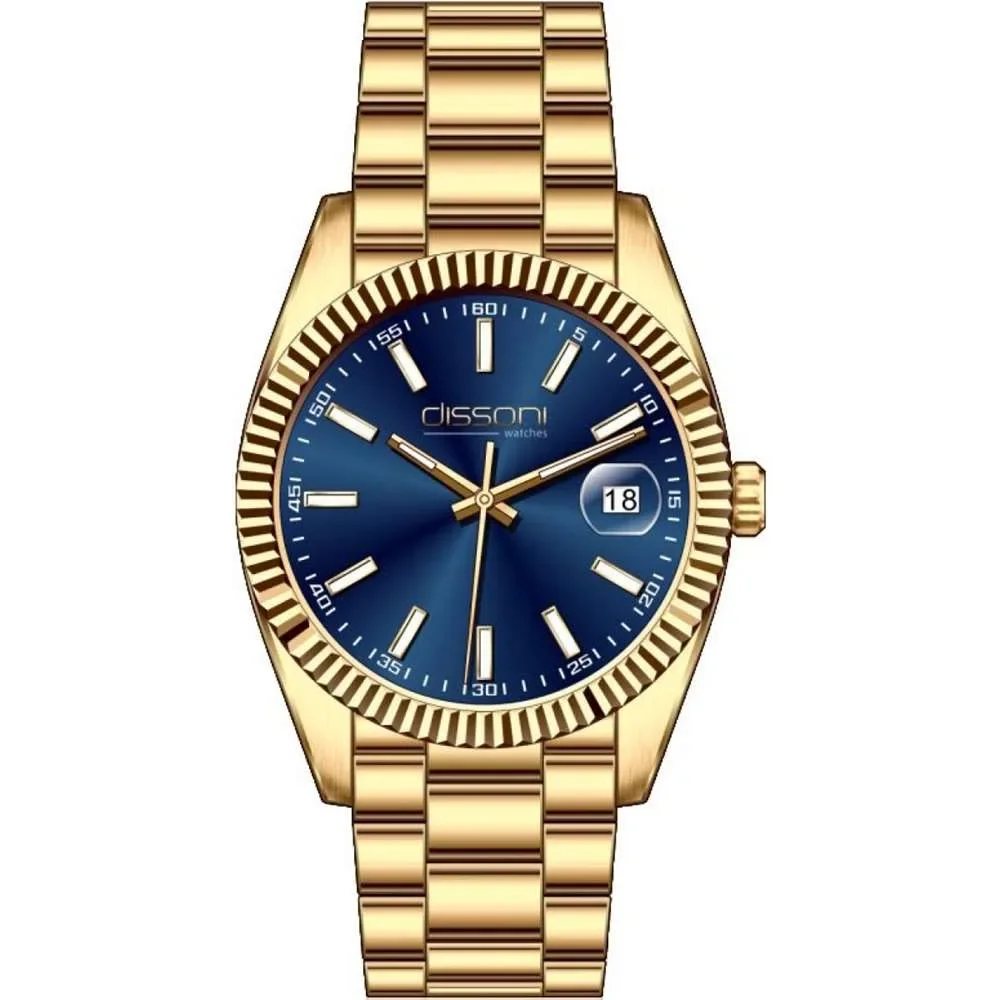 Φωτογραφία προϊόντος: Dissoni Classy date gold blue dial