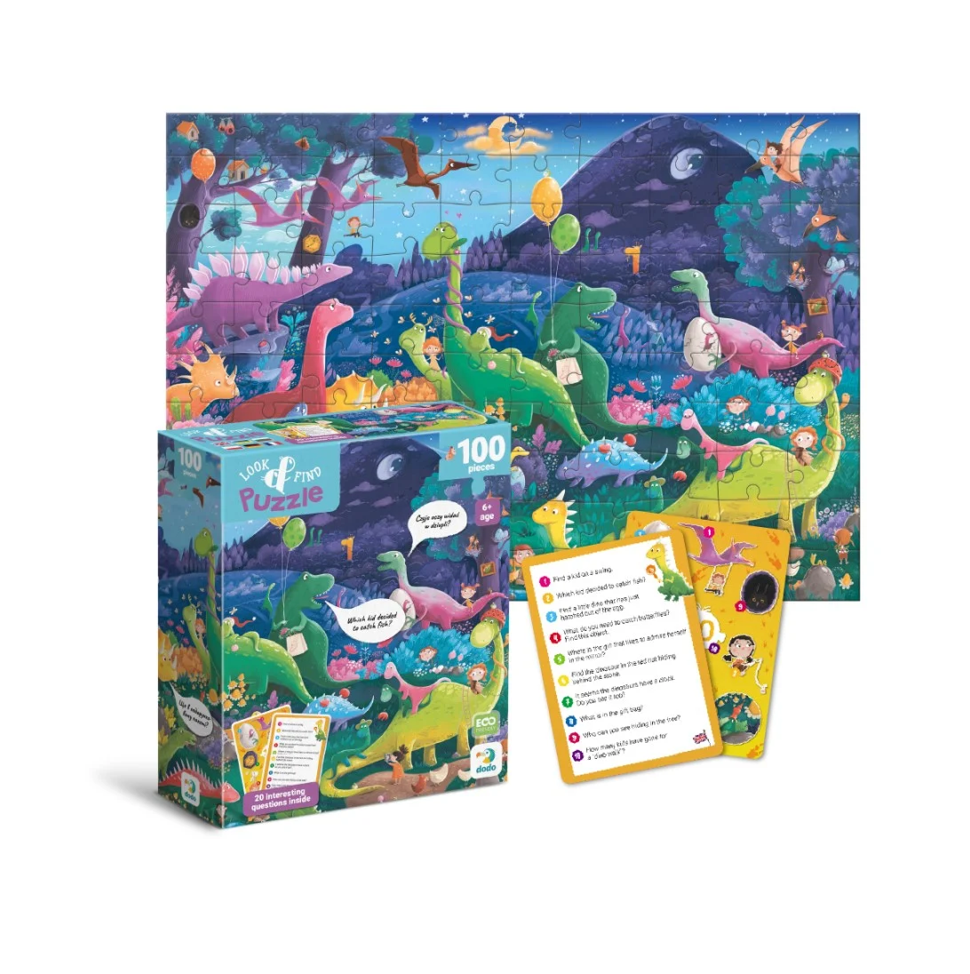 Φωτογραφία προϊόντος: Dodo Puzzle Δεινόσαυροι - Look +amp; Find Puzzle με ερωτήσεις στα ΕΛΛΗΝΙΚΑ (100pcs)
