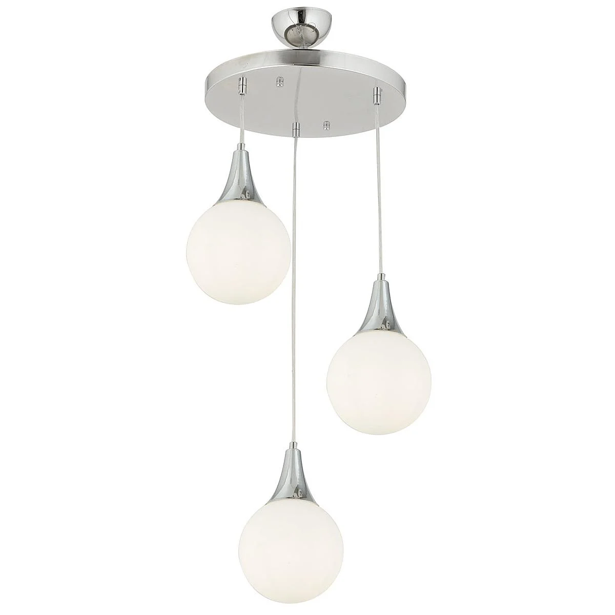 Φωτογραφία προϊόντος: ArteLibre Φωτιστικό Κρεμαστό DAM Τρίφωτο Ασημί/Λευκό Μέταλλο/Γυαλί 35x70cm