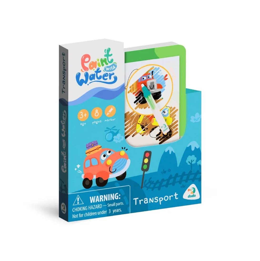 Φωτογραφία προϊόντος: Dodo Toys Βιβλίο Ζωγραφικής με Νερό "Μέσα Μεταφοράς" – Paint with Water Transport (DO300309)