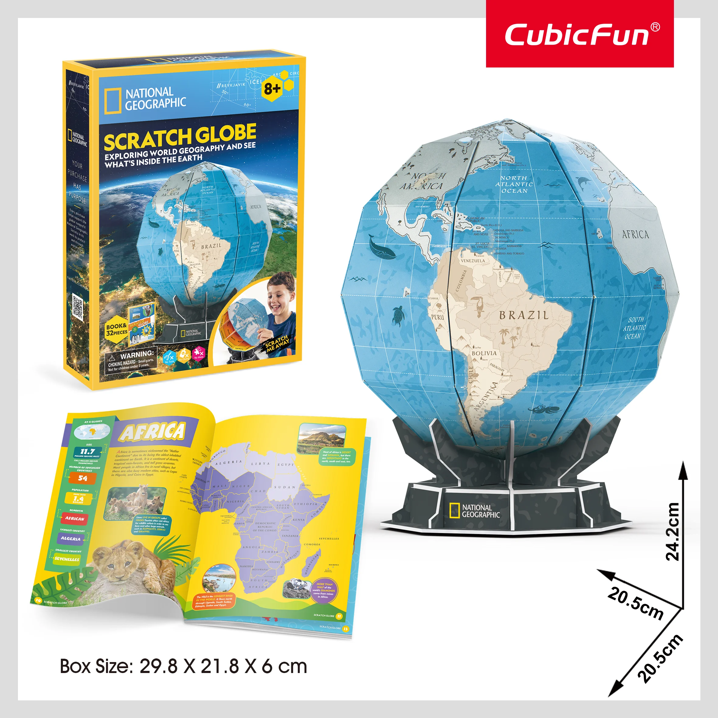 Φωτογραφία προϊόντος: CubicFun 3D Puzzle Υδρόγειος Σφαίρα – STEM National Geographic 32τμχ (CF1082)