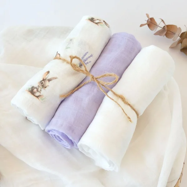 Φωτογραφία προϊόντος: Kiokids Μουσελίνα Bamboo Lavender Bunny 70x70εκ. Σετ 3τμχ.