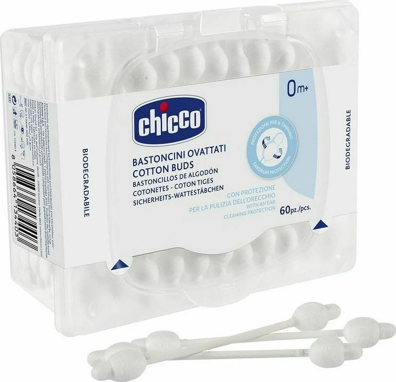 Φωτογραφία προϊόντος: Chicco Ωτοκαθαριστές Ασφαλείας Βιοδιασπώμενοι - Μπατονέτες (60τμχ)