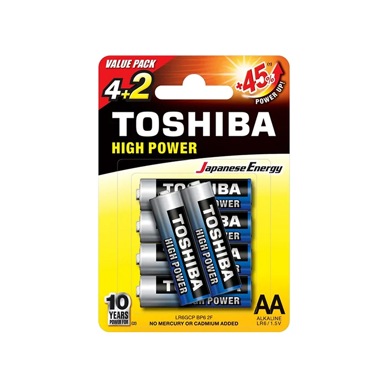Φωτογραφία προϊόντος: Toshiba High Power Αλκαλικές Μπαταρίες AA 1.5V 6τμχ (LR6GCP BP6 2F)