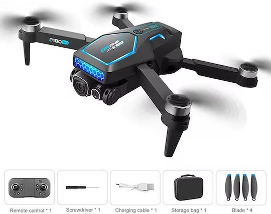 Φωτογραφία προϊόντος: Drone WiFi 2.4 GHz με 3 Κάμερες 720p - Χειριστήριο και Αποφυγή Εμποδίων Συμβατό με Smartphone XF-S180 Μαύρο