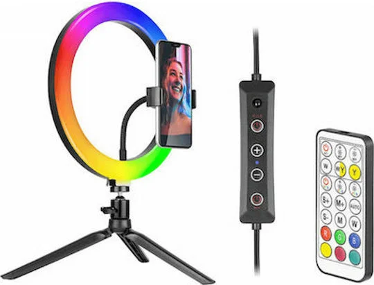 Φωτογραφία προϊόντος: Andowl Ring Light LJJ-33 33cm με Τρίποδο και Βάση για κινητό