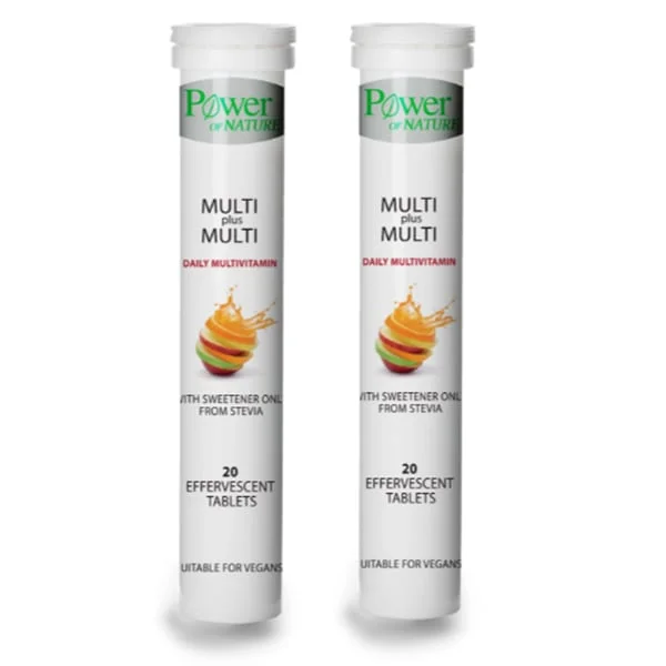 Φωτογραφία προϊόντος: Power Health Multi + Multi με Στέβια, 24 Αναβράζοντα Δισκία & Vitamin C 500mg Πορτοκάλι, 20 Αναβράζοντα Δισκία