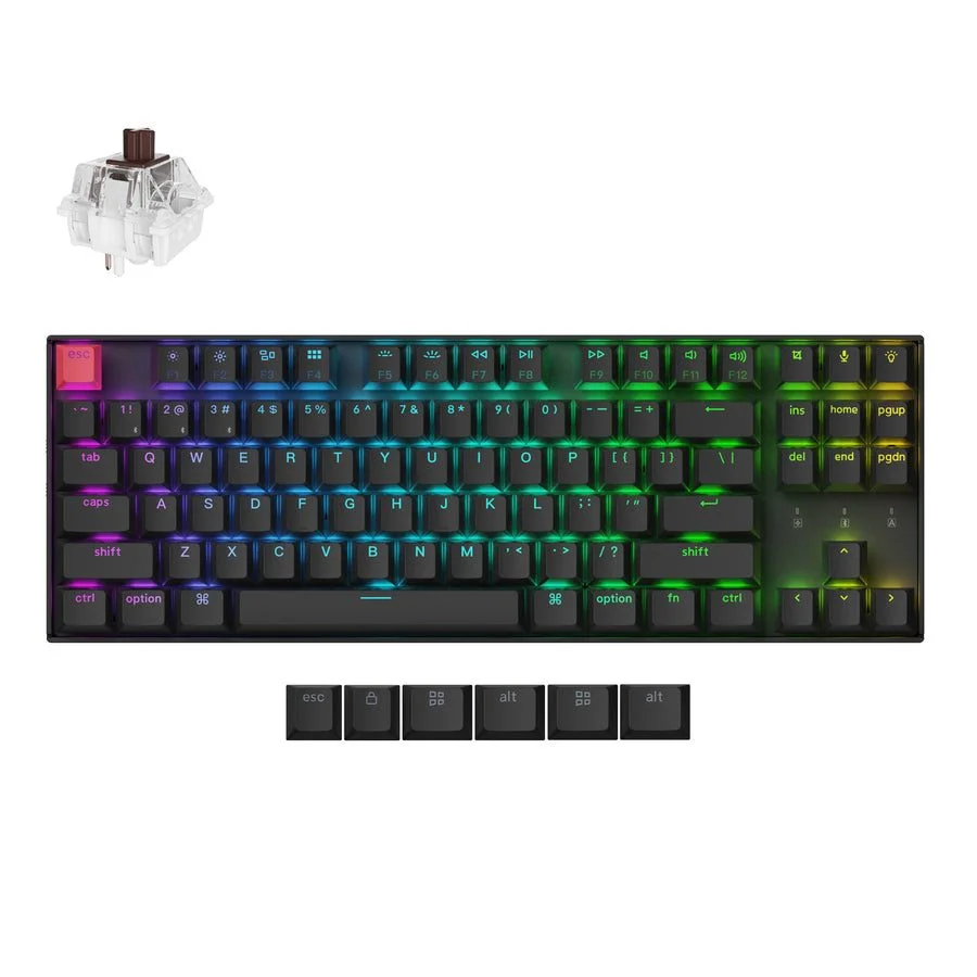 Φωτογραφία προϊόντος: Keychron K8 V2 (K8X-H3) QMK Wireless Mechanical Keyboard Brown Switch HotSwap RGB 80% US Layout