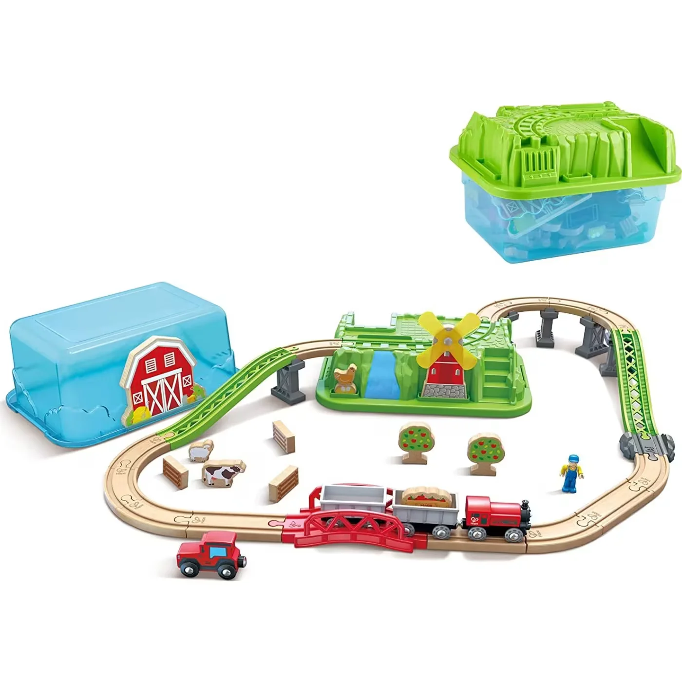 Φωτογραφία προϊόντος: Hape Railway Ξύλινος Σιδηρόδρομος Countryside Bucket Set