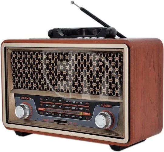 Φωτογραφία προϊόντος: MK-197 Retro Επιτραπέζιο Ραδιόφωνο Επαναφορτιζόμενο με Bluetooth και USB Καφέ