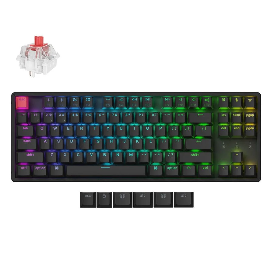 Φωτογραφία προϊόντος: Keychron K8 V2 (K8X-J1) QMK Wireless Mechanical Keyboard Red Switch HotSwap RGB 80% US Lay Aluminum