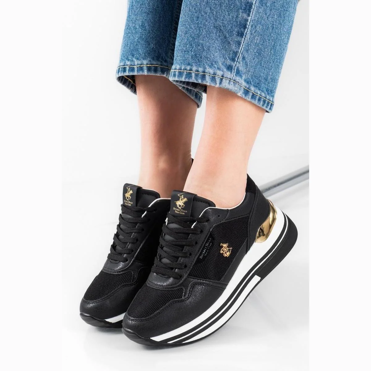 Φωτογραφία προϊόντος: Γυναικεία Sneakers Beverly Hills Polo Club BHW617100 Mendy mix μαυρο Μαύρο