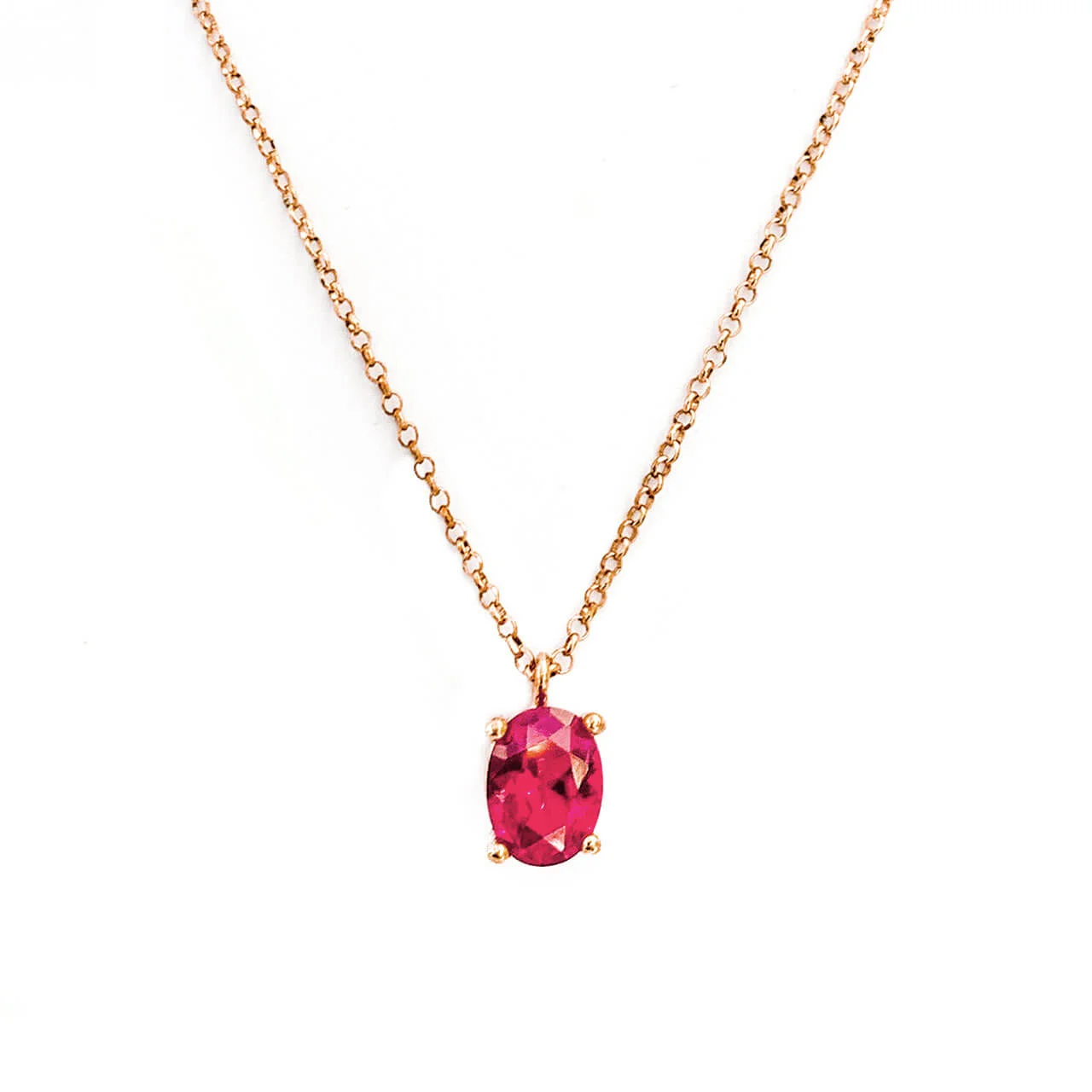 Φωτογραφία προϊόντος: Ασημένιο κολιέ Glimpse Oval Pink Gold Φούξια