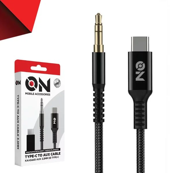 Φωτογραφία προϊόντος: Auto GS On Mobile Accessories Καλώδιο Aux 3.5mm Σε Type-c Μαύρο