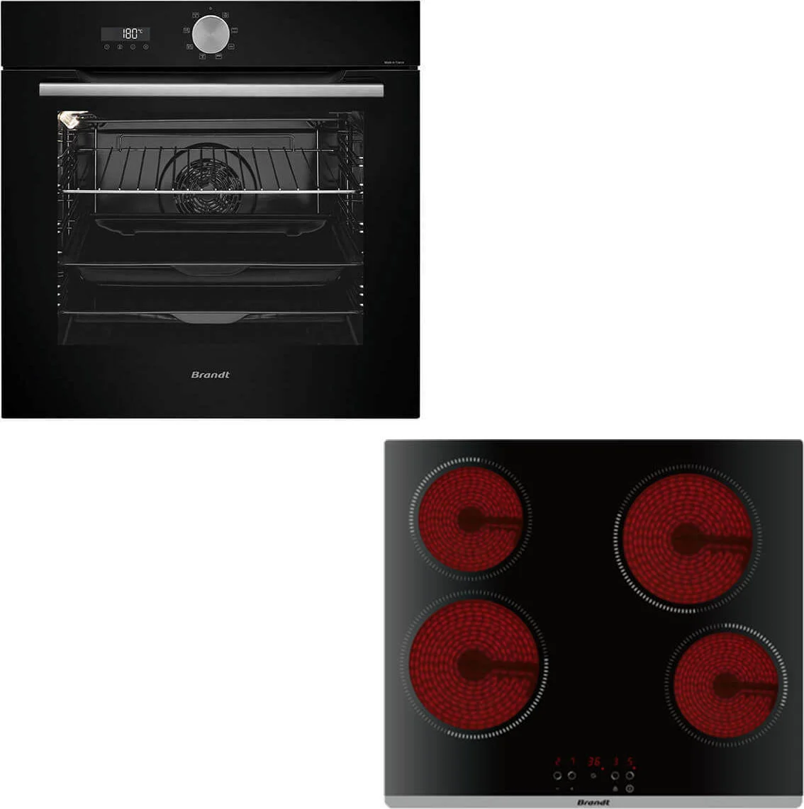 Φωτογραφία προϊόντος: Brandt BOH7532B + BPV6420B Φούρνος άνω Πάγκου 73lt με Κεραμικές Εστίες Π56εκ. Μαύρος