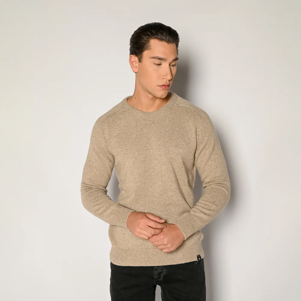 Φωτογραφία προϊόντος: Ανδρικό Πλεκτό Camaro Beige Με Στρογγυλό Γιακά