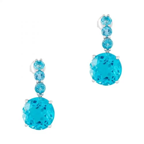 Φωτογραφία προϊόντος: Diamond Group Σκουλαρίκια με Blue Topaz Από Λευκό Χρυσό 18 Καρατίων SK1703