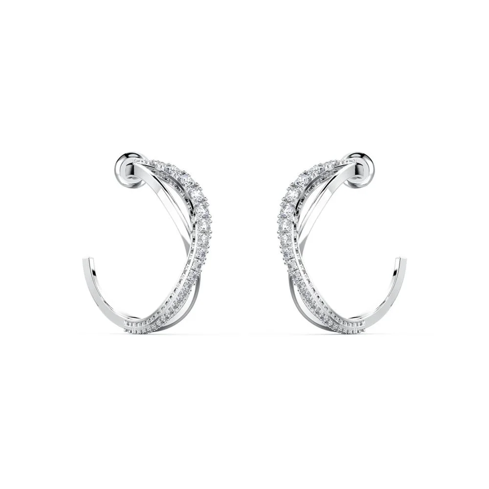Φωτογραφία προϊόντος: SWAROVSKI Τρυπητά σκουλαρίκια κρίκοι Twist, λευκά, επιροδιωμένα, 5563908