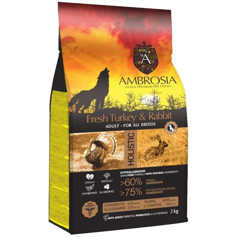 Φωτογραφία προϊόντος: Ambrosia Grain Free Dog Adult Sensitive All Breeds Fresh Turkey + Rabbit 2kg