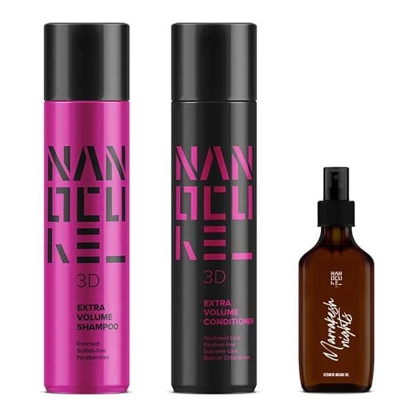 Φωτογραφία προϊόντος: Keratin Nanocure® 3D Extra Volume Trio (Shampoo Sulfate-Free 500ml, Conditioner Sulfate-Free 500ml Argan Oil 100ml)