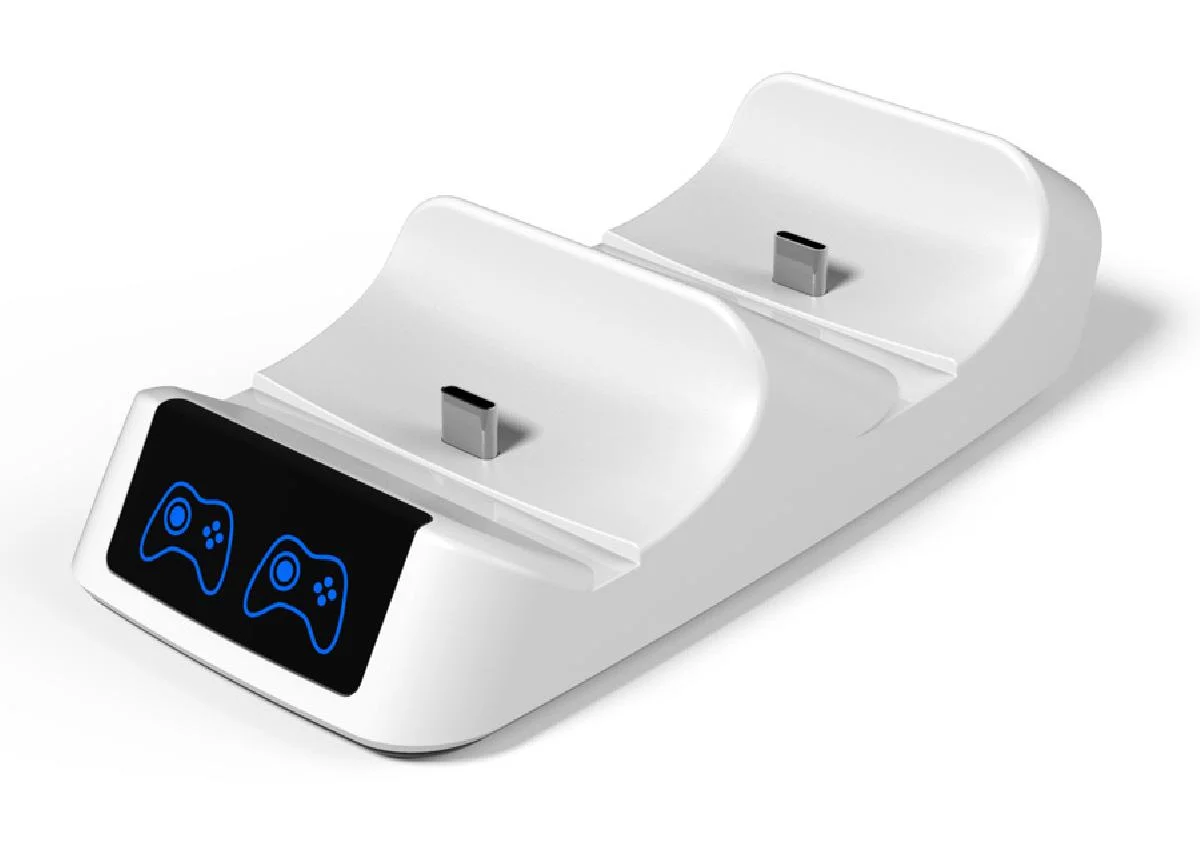 Φωτογραφία προϊόντος: ROAR RR-0019 βάση φόρτισης gamepad για 2x PS5 DualSense, λευκή