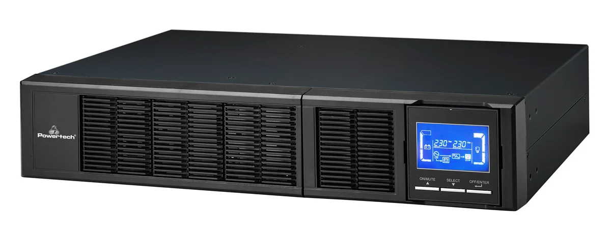Φωτογραφία προϊόντος: POWERTECH UPS On Line PT-1357 για rack 2U, με οθόνη, 1000VA/900W, 3x Schuko output