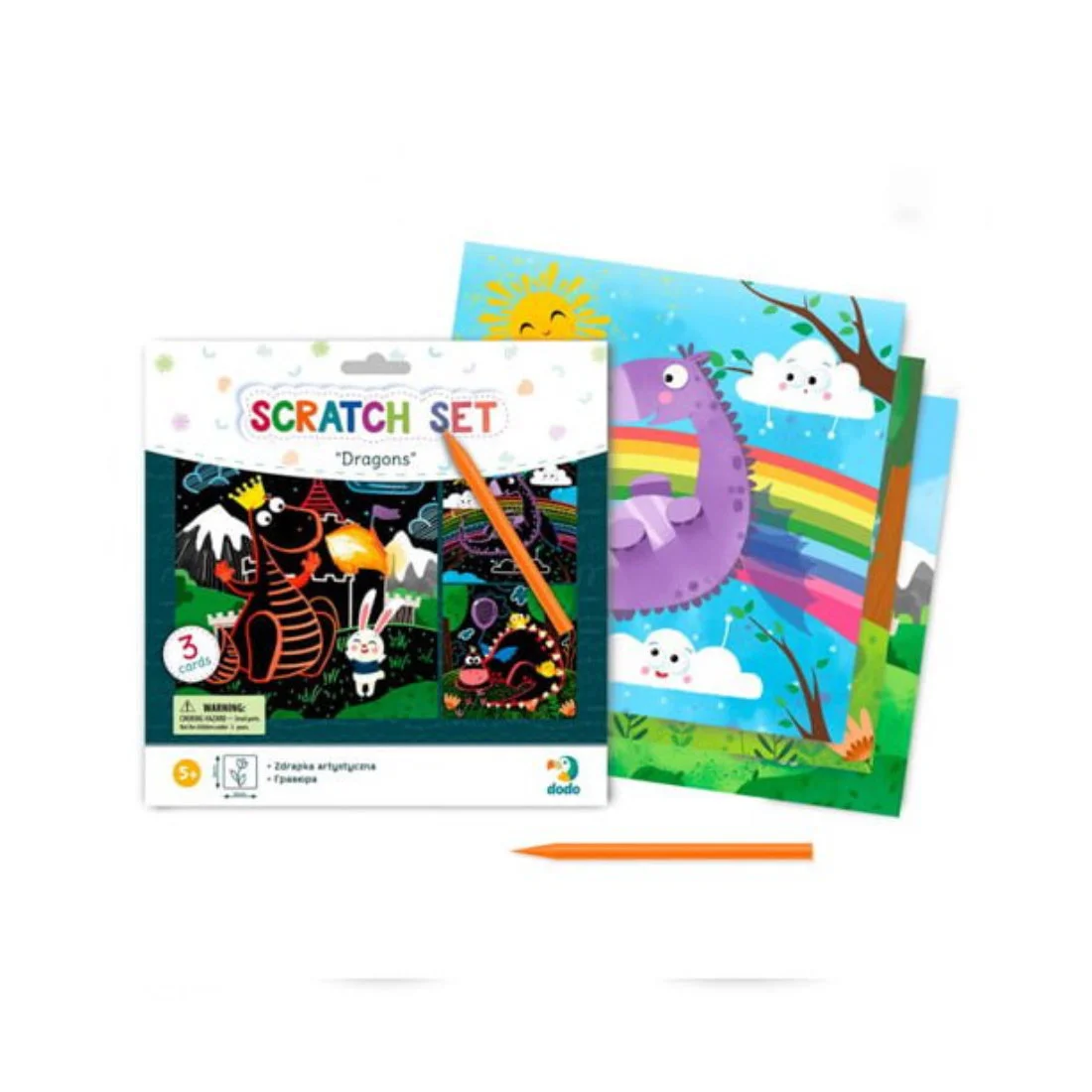Φωτογραφία προϊόντος: Dodo Toys Κάρτα Ζωγραφικής με Ξυστό "Δράκοι" – Scratch Card Dragons (DO300215)