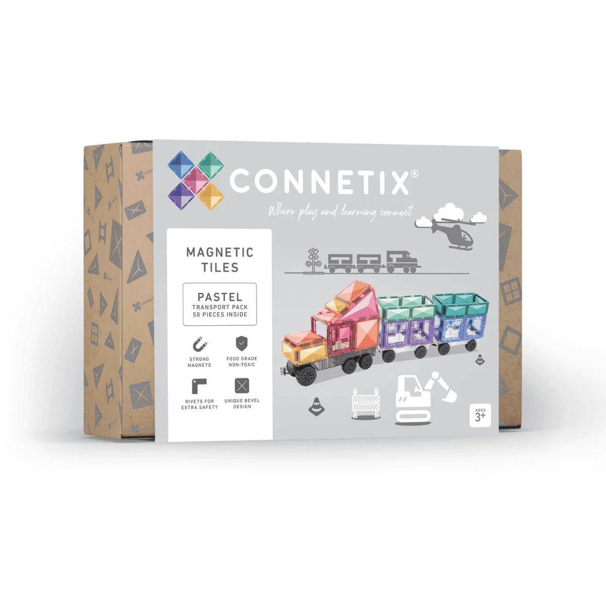 Φωτογραφία προϊόντος: Connetix Μαγνητικά τουβλάκια κατασκευών 50 piece Pastel Transport Pack