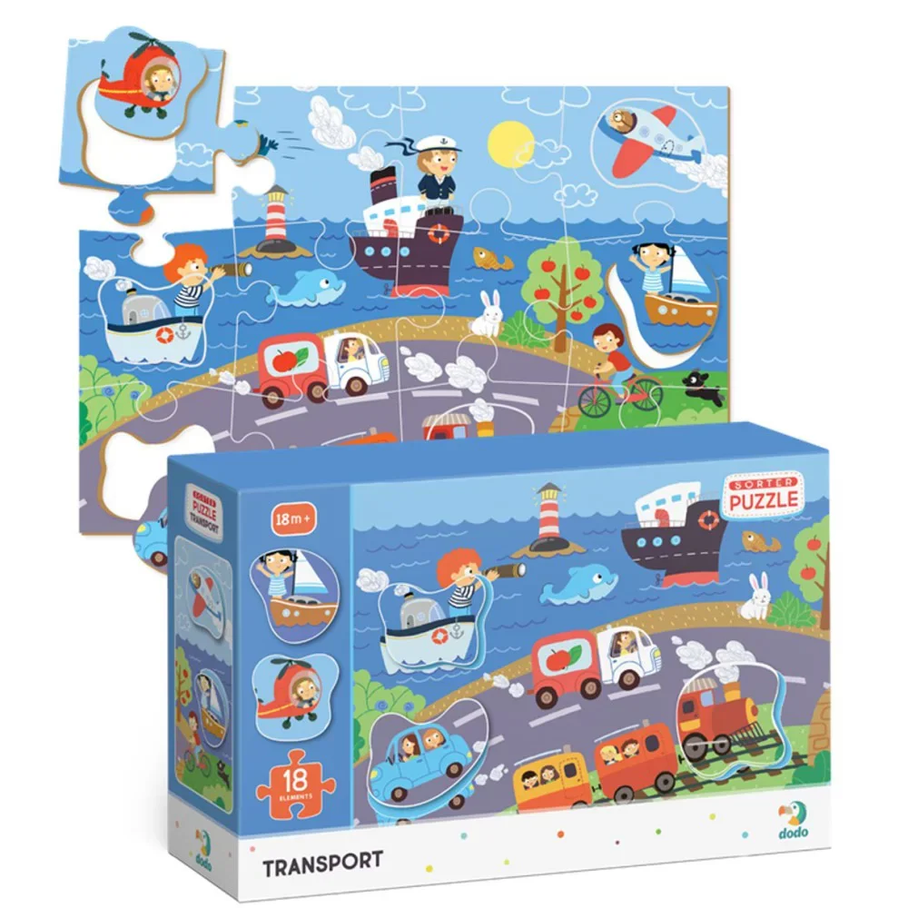 Φωτογραφία προϊόντος: Dodo Games Puzzle Sorter Transportation - Παζλ Οχήματα 18τμχ.