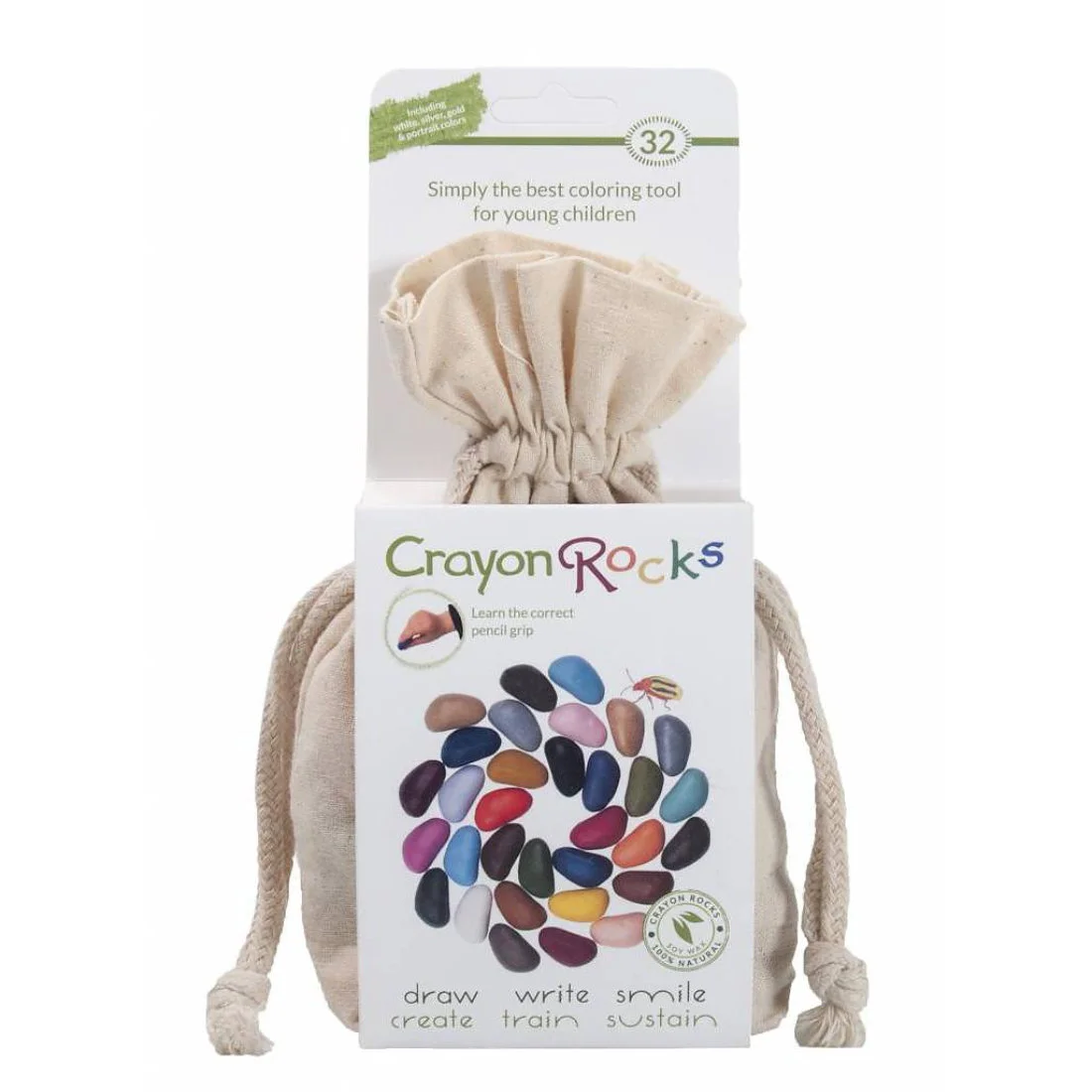 Φωτογραφία προϊόντος: Crayon Rocks Κηρομπογιές από Σόγια, 32 χρώματα σε Λευκό πουγκί