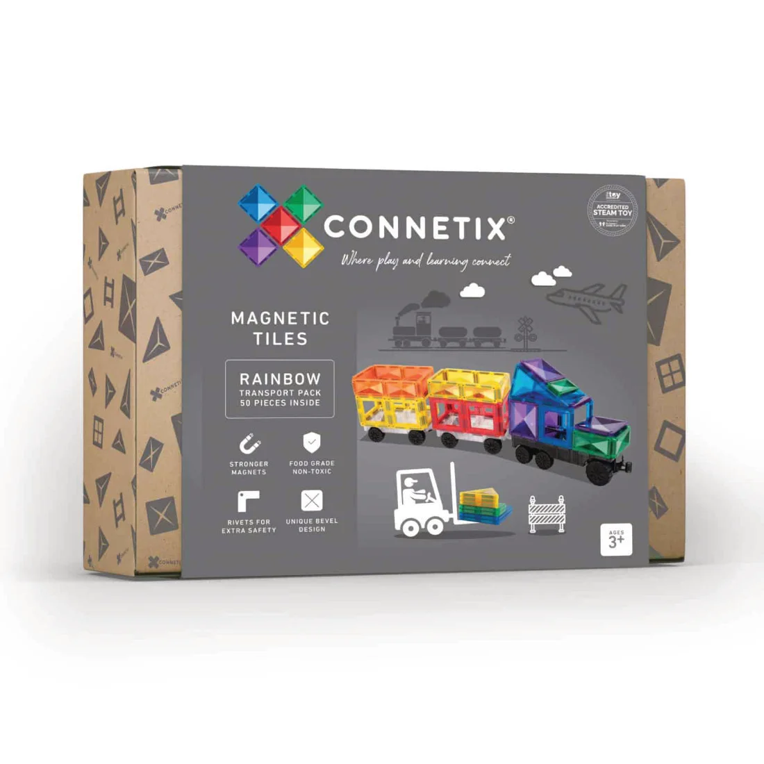 Φωτογραφία προϊόντος: Connetix Μαγνητικά τουβλάκια κατασκευών 50 piece Rainbow Transport Pack
