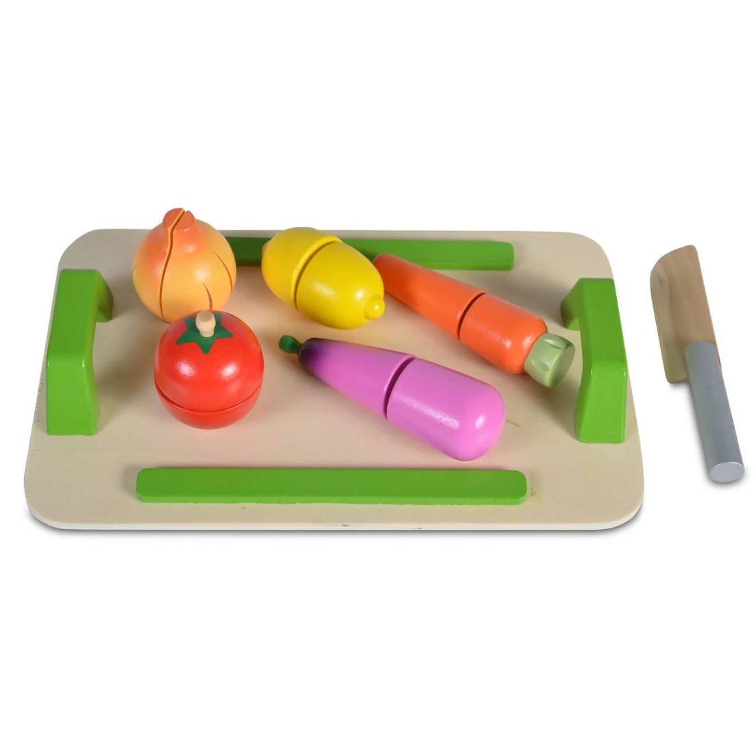Φωτογραφία προϊόντος: Moni Toys Ξύλινη επιφάνεια κοπής με 5 λαχανικά και ξύλινο μαχαίρι 4308