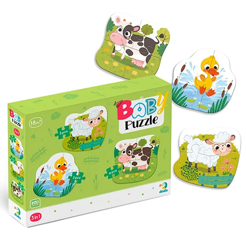 Φωτογραφία προϊόντος: Dodo Toys Puzzle 3 In 1 Farm Animals - Ζώα της Φάρμας