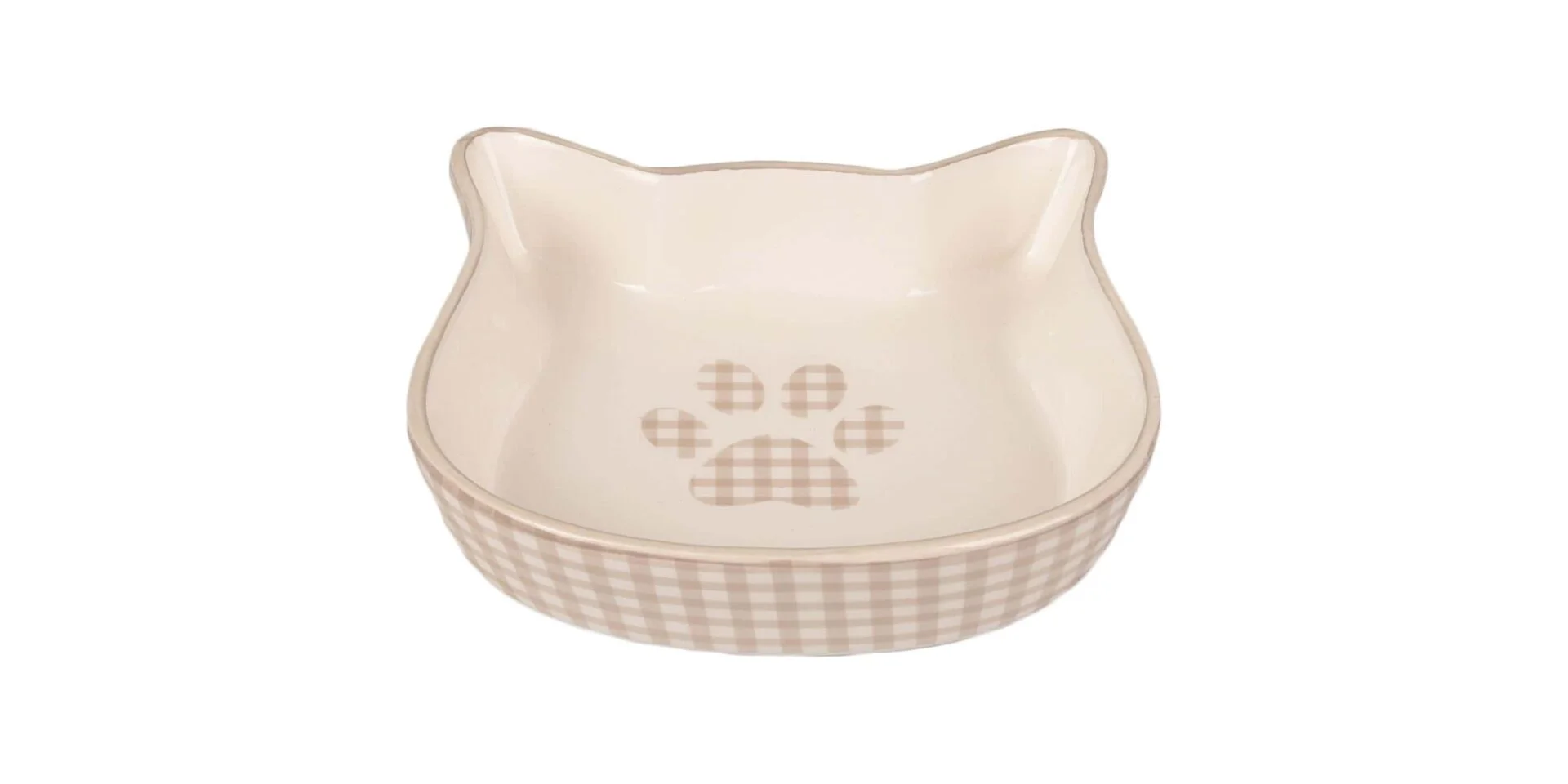 Φωτογραφία προϊόντος: FEEDING BOWL CAT MYLO CERAMIC CAT FACE BEIGE/WHITE 12,5CM 220ML