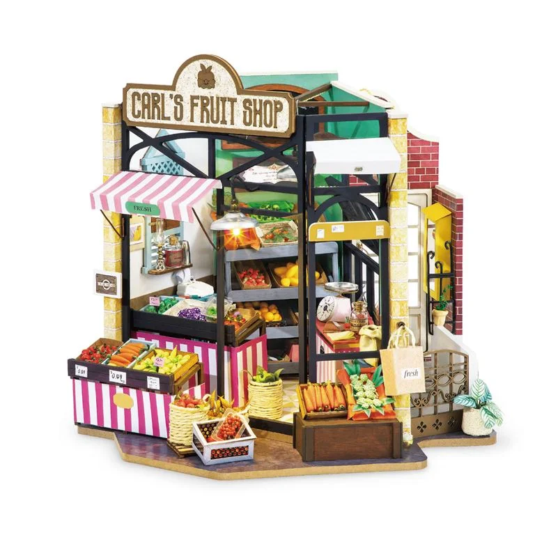 Φωτογραφία προϊόντος: ROBOTIME DG142 Carl’s Fruit Shop – Happy Corner DIY Dollhouse