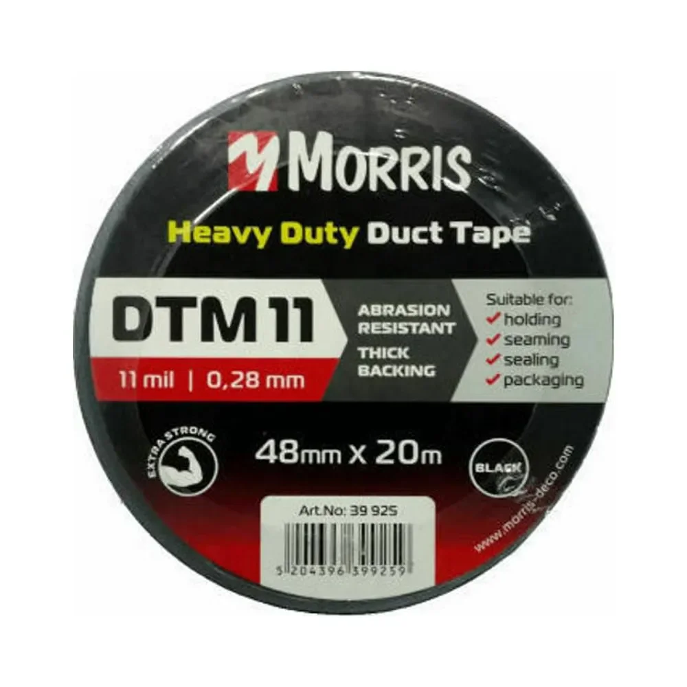 Φωτογραφία προϊόντος: Morris DT11 Αυτοκόλλητη Υφασμάτινη Ταινία Μαύρη 48mm x 20m - 39925