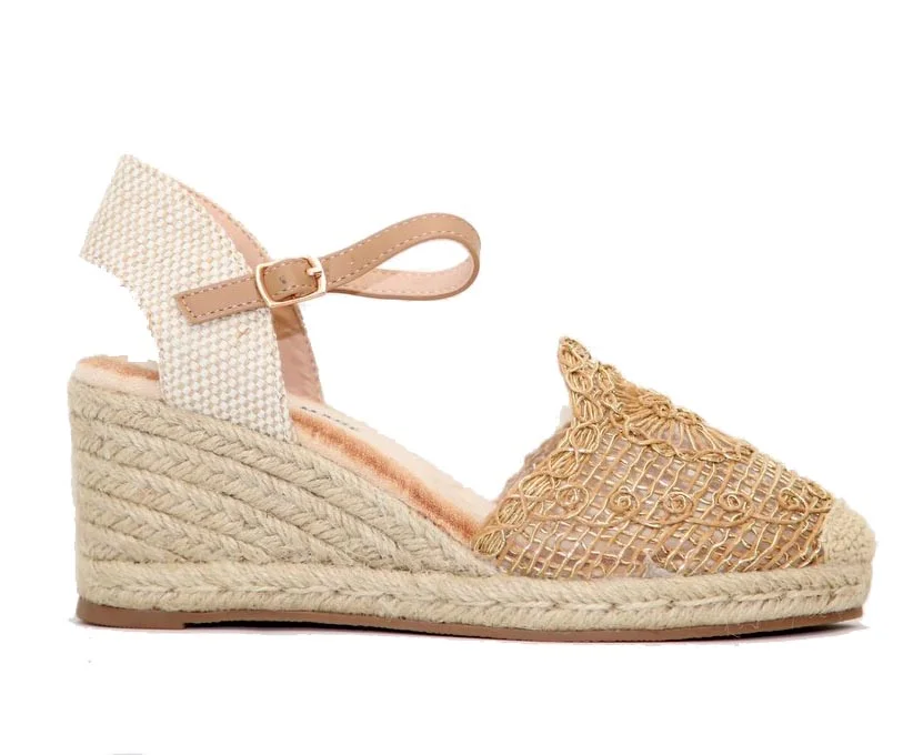 Φωτογραφία προϊόντος: Anteos Shoes Anteos - Armata Di Mare AM191 Γυναικείες Εσπαντρίγιες από Ψάθα σε Μπεζ - Χρυσό χρώμα