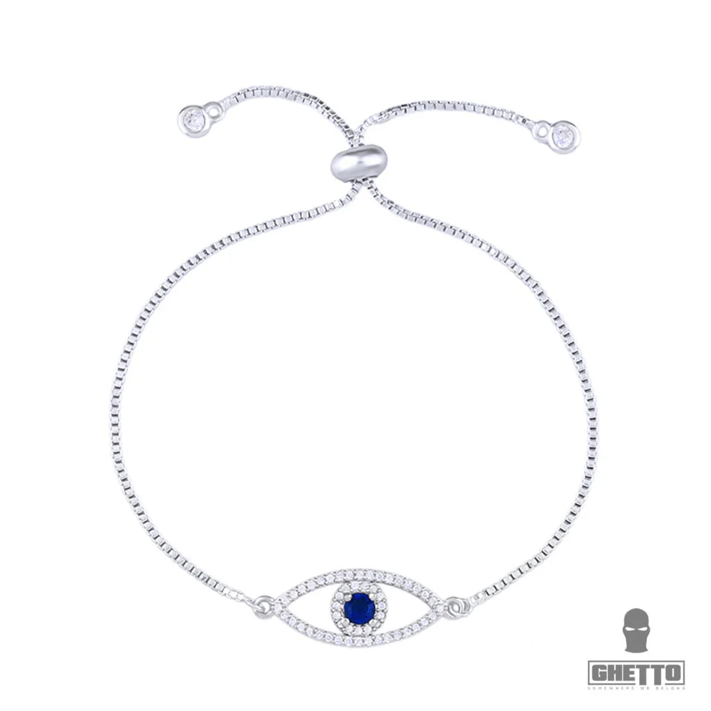 Φωτογραφία προϊόντος: Ghetto Greek Eye Pendant Bracelet Charms Adjustable Silver