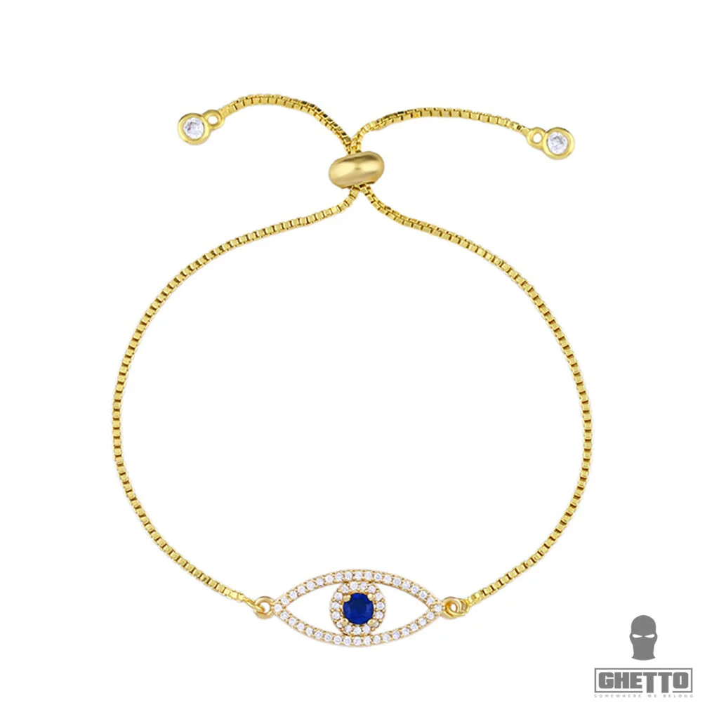 Φωτογραφία προϊόντος: Ghetto Greek Eye Pendant Bracelet Charms Adjustable Gold