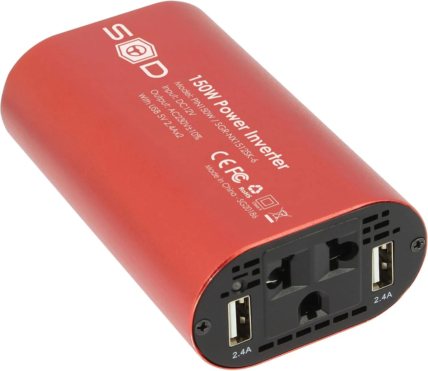 Φωτογραφία προϊόντος: Swiss Drive Inverter Αυτοκινήτου 150W για Μετατροπή 12V DC σε 230V AC με 2xUSB